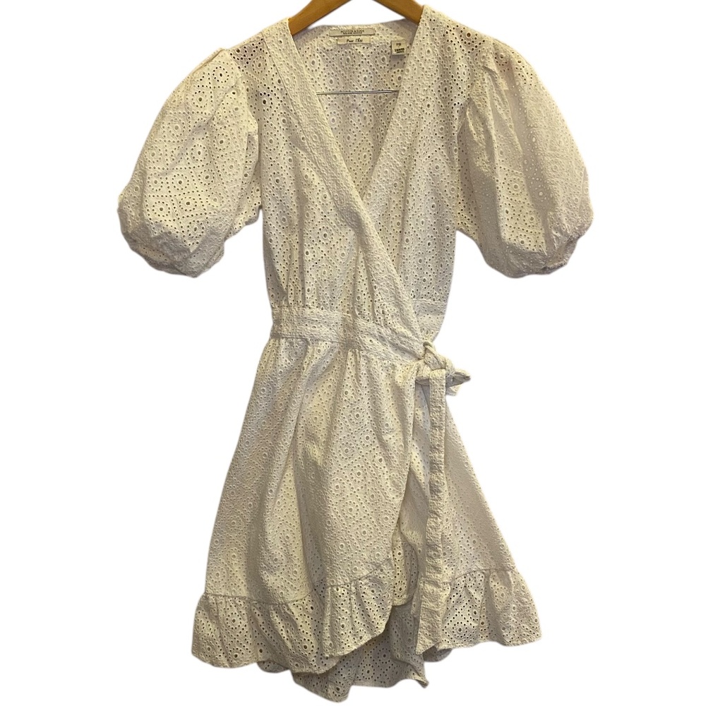 Scotch and Soda White Eyelet Anglaise True Wrap Cottage Core Cotton Mini Sz S